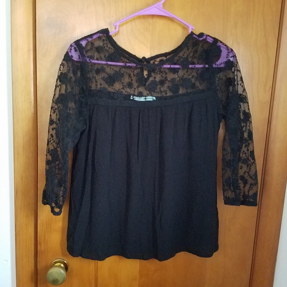 Maurice's Black Lace Crepe Top - Picture 4 of 5